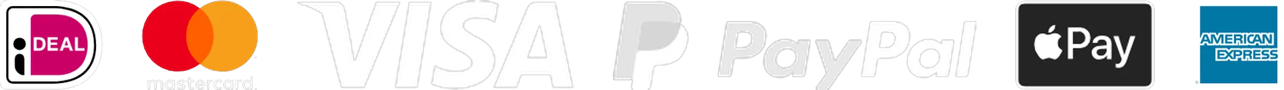 iDEAL, Mastercard, Visa, PayPal, Apple Pay en American Express